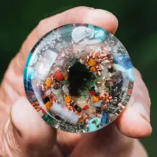 Moldavite Flower of Life Handmade Pocket Orgonite